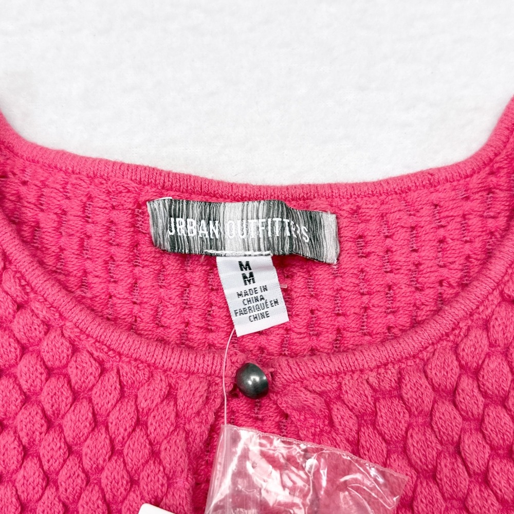 Urban Outfitters Sweater Medium Pink Crop Y2K Babydoll Britney Spears Barbie NEW - Picture 9 of 11